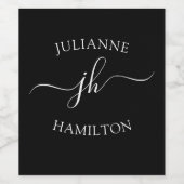 Elegant Modern Monogrammed Wijn Etiket (Enkel label)