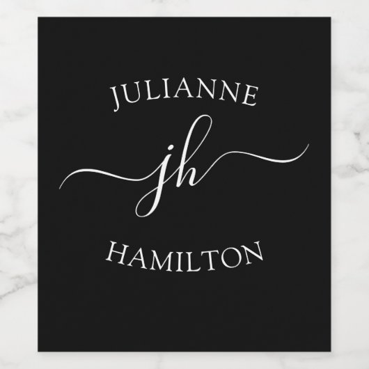 Elegant Modern Monogrammed Wijn Etiket (Enkel label)