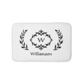 Elegant Modern Monogrammed Wreath Black White Chic Badmat (Voorkant)