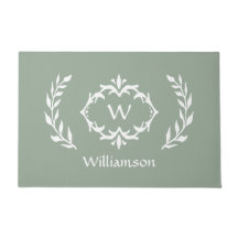 Elegant Modern Monogrammed Wreath Chic Sage Green