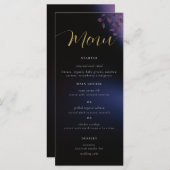 Elegant Modern Moody Black Dark Paars Wedding Menu (Voorkant / Achterkant)