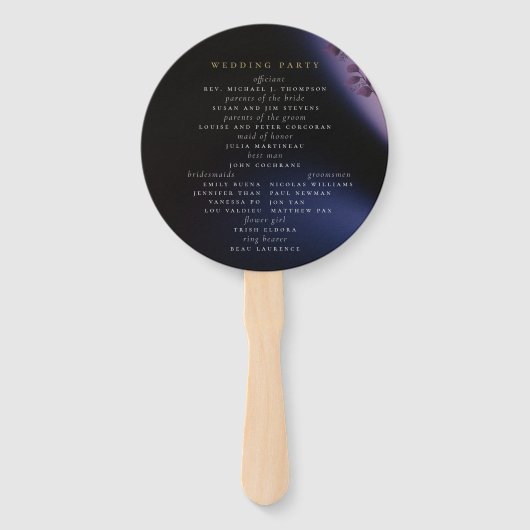 Elegant Modern Moody Black Paars Wedding Handwaaier (Achterkant)