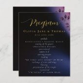 Elegant modern Moody Black Paars Wedding Programme (Voorkant / Achterkant)