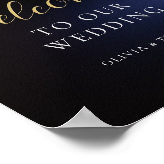 Elegant Modern Moody Black Paarse Floral Wedding Poster (Hoek)