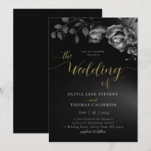 Elegant Modern Moody Black White Floral Wedding