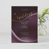 Elegant Modern Moody Burgundy Paars Wedding Kaart (Staand voorkant)