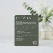 Elegant Modern Mos Green Details Informatiekaartje (Staand voorkant)