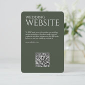 Elegant Modern Mos Groen Bruiloft Informatiekaartje (Staand voorkant)