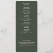 Elegant Modern Mos Groen Bruiloft Programmakaart (Achterkant)