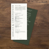 Elegant Modern Mos Groen Bruiloft Programmakaart