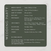 Elegant Modern Mos Groen Bruiloft Programmakaart (Achterkant)