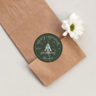 Elegant Modern Mos Groen Bruiloft Ronde Sticker