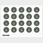 Elegant Modern Mos Groen Bruiloft Ronde Sticker (Vel)