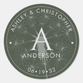 Elegant Modern Mos Groen Bruiloft Ronde Sticker (Voorkant)