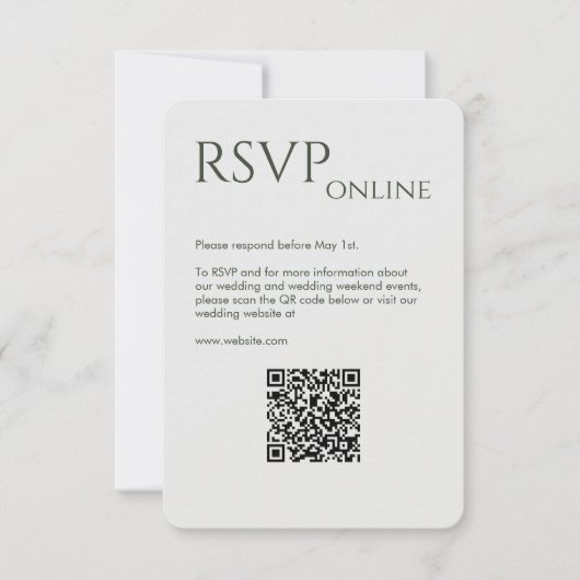 Elegant Modern Mos Groen Bruiloft RSVP Kaartje (Voorkant)