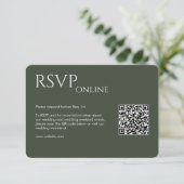 Elegant Modern Mos Groen Bruiloft RSVP Kaartje (Staand voorkant)