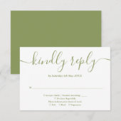 Elegant Modern Moss Green Script RSVP Kaartje (Voorkant / Achterkant)
