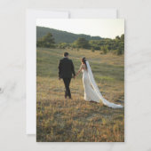 elegant modern mosterd blauw huwelijk in uitnodigi kaart (Achterkant)