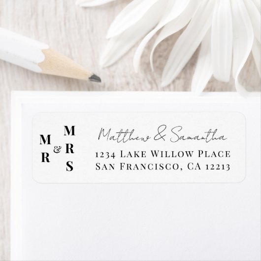 Elegant Modern Mr and Mrs Wedding Thank You Etiket (Insitu)