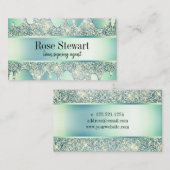 Elegant modern muntgroen glitter druppelt notaris visitekaartje (Voorkant / Achterkant)
