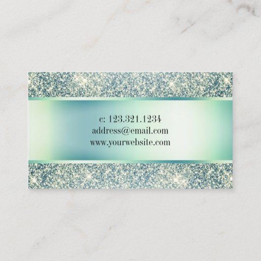 Elegant modern muntgroen glitter druppelt notaris visitekaartje (Achterkant)
