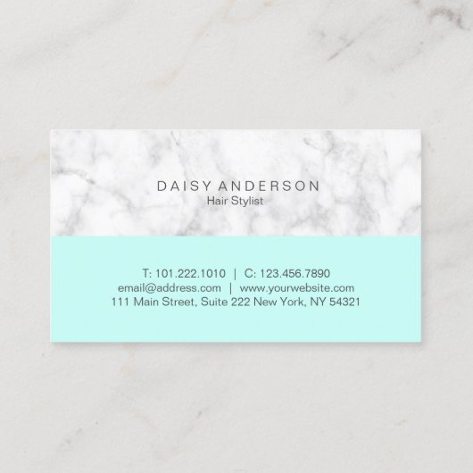 Elegant modern muntstuk en witte marmer-stylist visitekaartje (Achterkant)