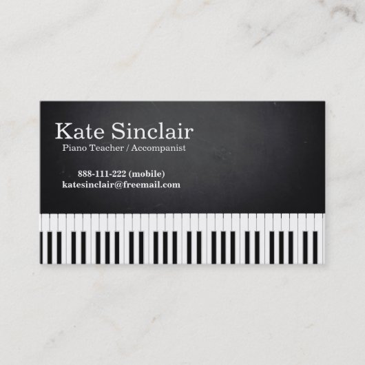Elegant Modern Music Professional Piano Teacher Visitekaartje (Voorkant)