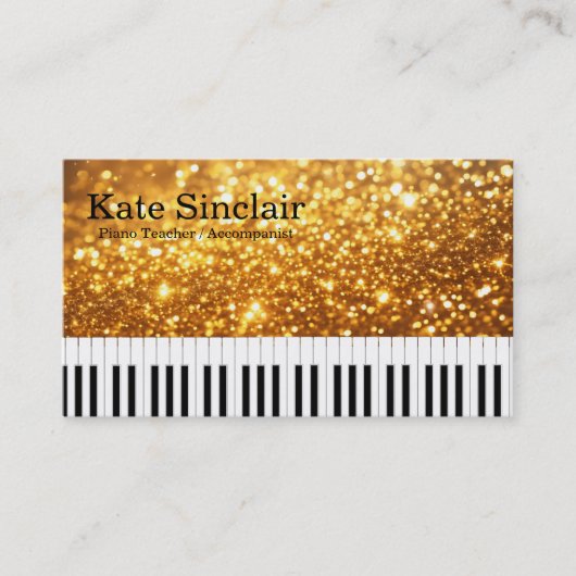 Elegant Modern Music Professional Piano Teacher Visitekaartje (Voorkant)