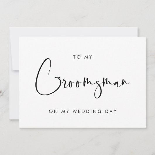 Elegant & Modern Naar mijn Groomsman trouwdagkaart Kaart (Voorkant)