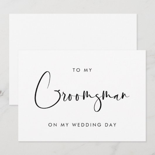 Elegant & Modern Naar mijn Groomsman trouwdagkaart Kaart (Voorkant / Achterkant)