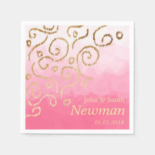 elegant modern namaak gouden patroon trouwen servetten (Voorkant)