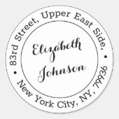 Elegant modern Name Return Address Personalized Ronde Sticker (Voorkant)