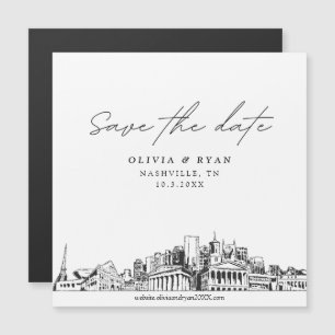 Elegant Modern Nashville Save the Date Magnet