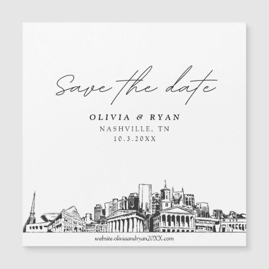 Elegant Modern Nashville Save the Date Magnet (Voorkant)