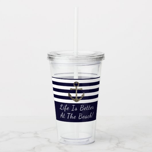Elegant modern Nautical Anchor Beach Vacking Acryl Drinkbeker (Voorkant)