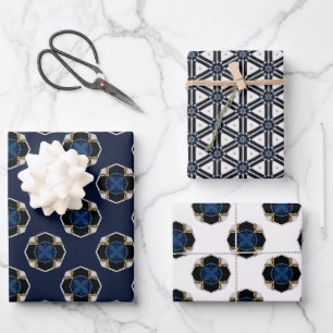 Elegant Modern Nautical Navy and White Inpakpapier Vel