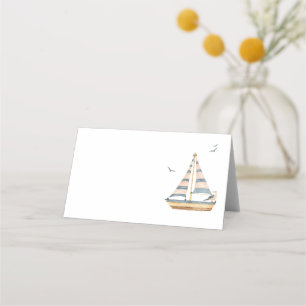 Elegant modern nautisch zeilboot Baby shower Plaatskaartje