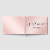 Elegant Modern Navy Blue en Blush Wedding Gastenboek (Volledig)