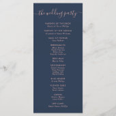 Elegant Modern Navy Blue en Blush Wedding Programmakaart (Achterkant)