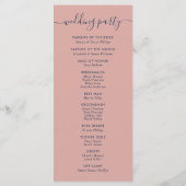 Elegant Modern Navy Blue en Blush Wedding Programmakaart (Achterkant)