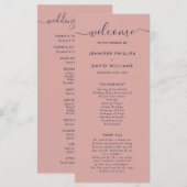 Elegant Modern Navy Blue en Blush Wedding Programmakaart (Voorkant / Achterkant)