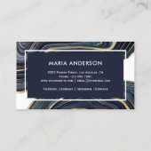 Elegant Modern Navy Blue Gold Agate Geode Gemstone Visitekaartje (Achterkant)