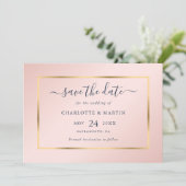 Elegant Modern Navy Blue Gold Blush Wedding Save The Date (Staand voorkant)