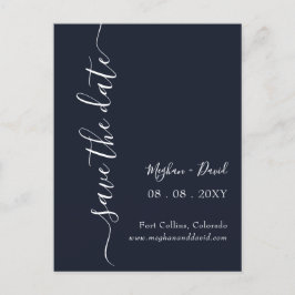 Elegant modern Navy Blue Save the Date Aankondigingskaart