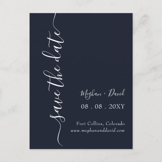 Elegant modern Navy Blue Save the Date Aankondigingskaart (Voorkant)