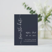 Elegant modern Navy Blue Save the Date Aankondigingskaart (Staand voorkant)