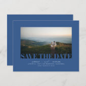 Elegant modern Navy Blue Save the Date Photo (Voorkant / Achterkant)