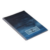 Elegant Modern Navy Blue Waterverf Naam Monogram Notitieboek (Rechterzijde)