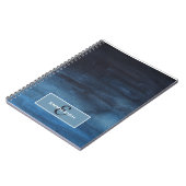 Elegant Modern Navy Blue Waterverf Naam Monogram Notitieboek (Linkerzijde)