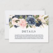Elegant Modern Navy & Blush Wedding Details Kaart (Voorkant)